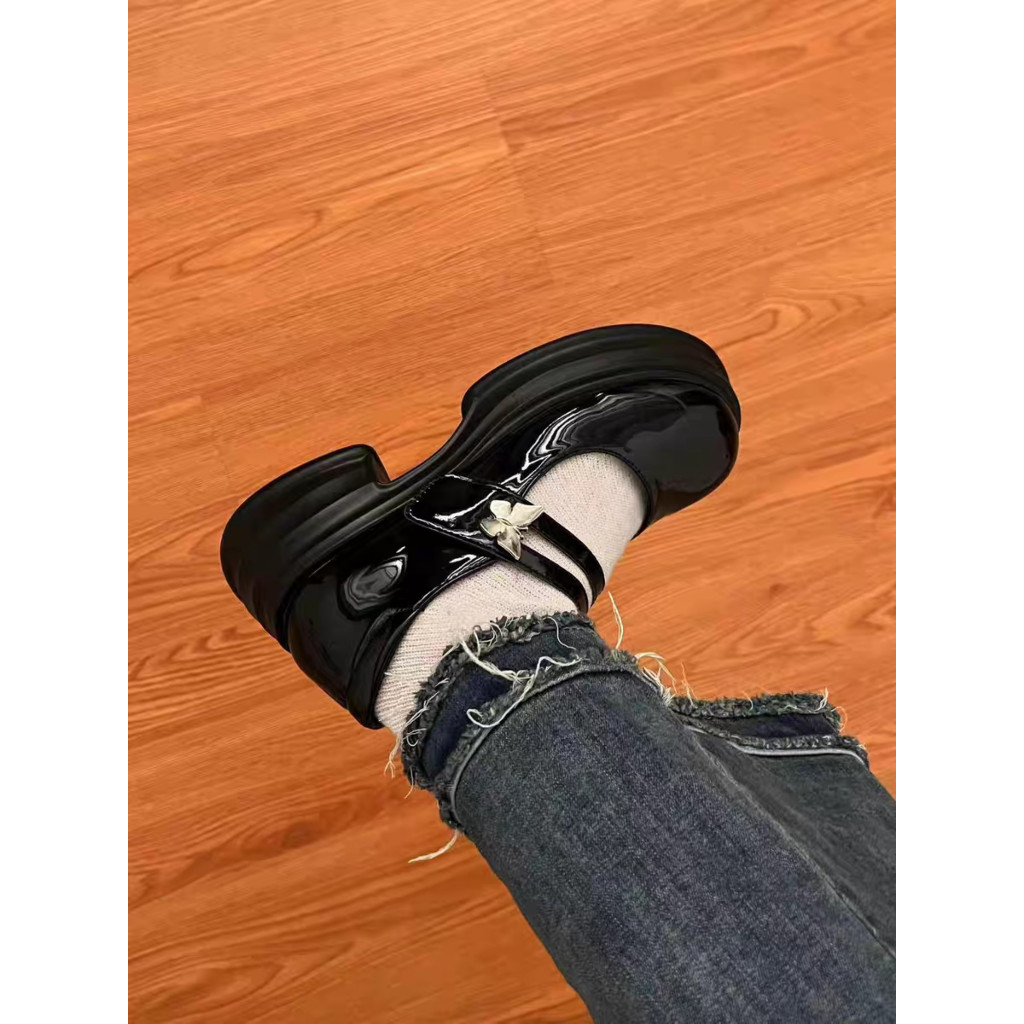 Giày LOLITA quai dán HAIBIM Nữ 2 màu đen/kem ulzzang phong cách Hàn quốc mary quai cài đế cao cá tính năng động mới hot