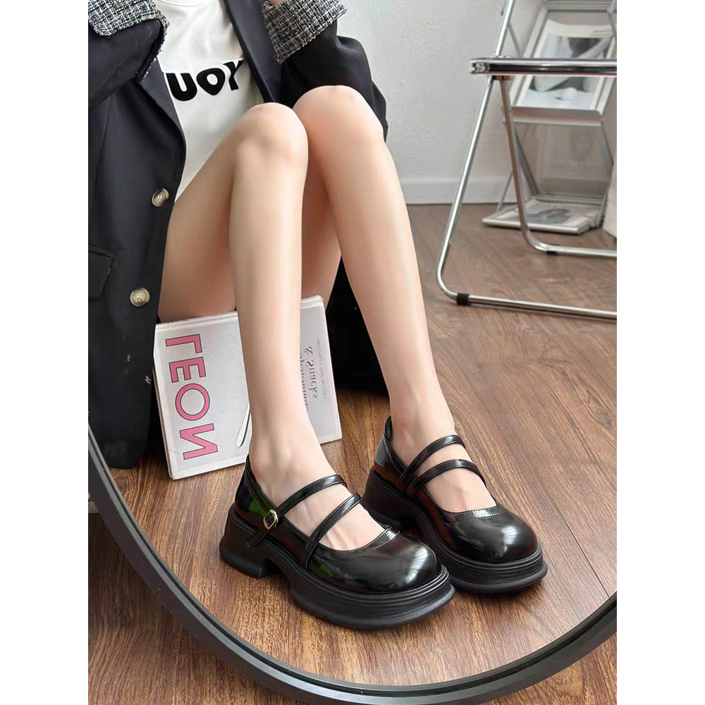 Giày LOLITA BABY VÁT đế cao 5cm Nữ Da Bóng màu kem ulzzang phong cách Hàn quốc mary quai cài cá tính năng động mới hot