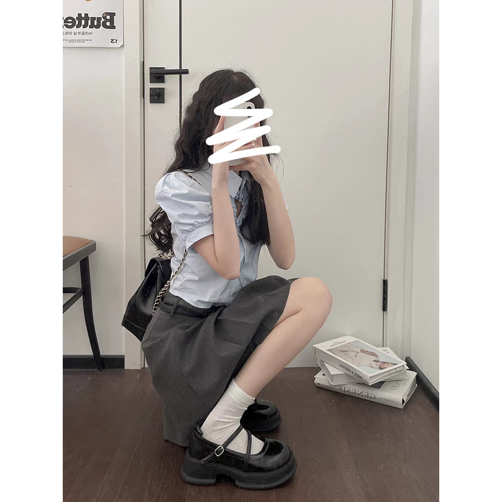 Giày LOLITA BABY VÁT đế cao 5cm Nữ Da Bóng màu kem ulzzang phong cách Hàn quốc mary quai cài cá tính năng động mới hot