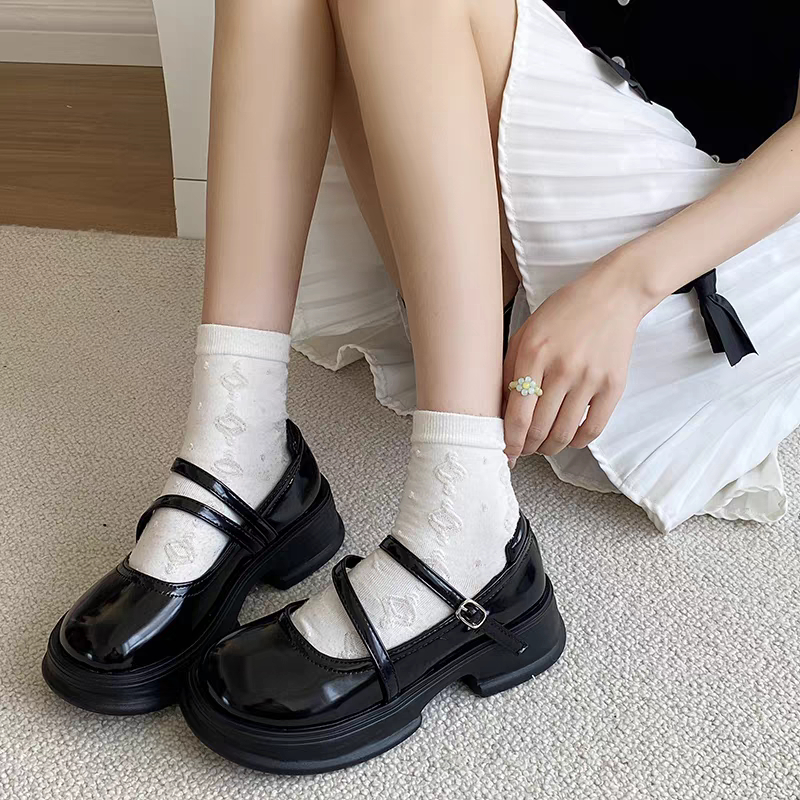 Giày LOLITA BABY VÁT đế cao 5cm Nữ Da Bóng màu kem ulzzang phong cách Hàn quốc mary quai cài cá tính năng động mới hot