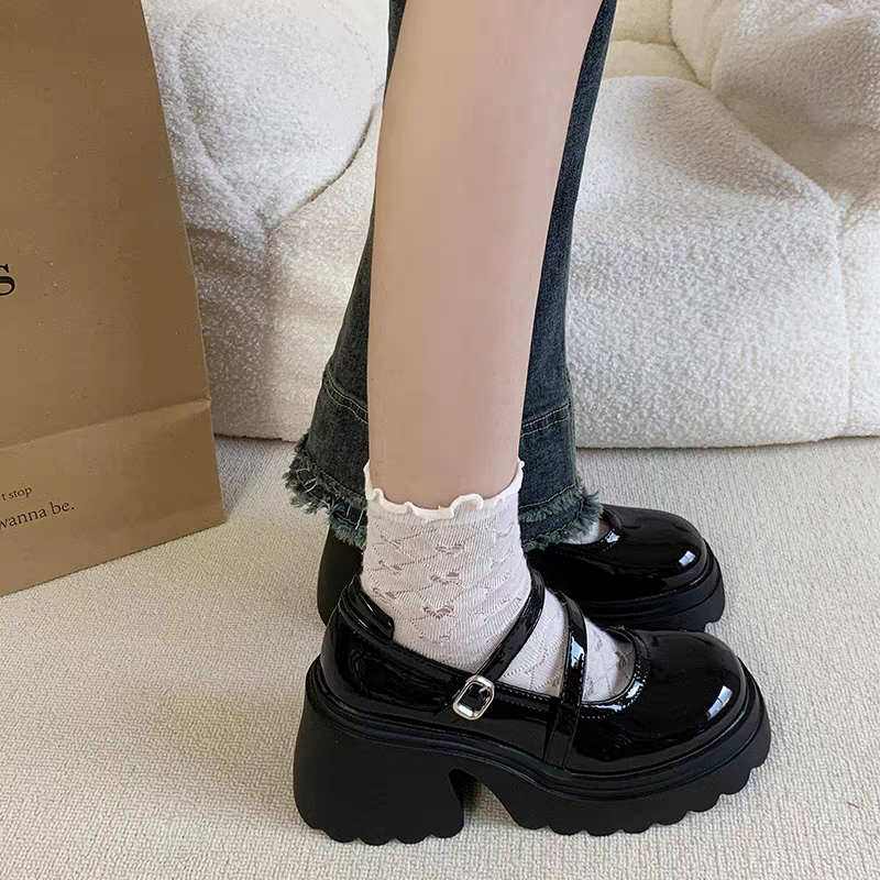 Giày LOLITA RANGHAI đế cao 6cm Nữ Da Bóng, Da Lì ulzzang phong cách Hàn quốc mary quai cài cá tính năng động mới hot