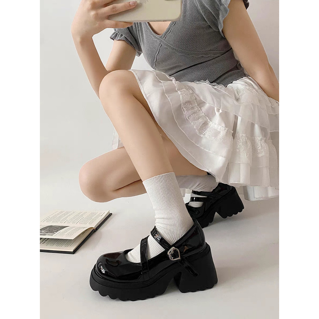 Giày LOLITA RANGHAI đế cao 6cm Nữ Da Bóng, Da Lì ulzzang phong cách Hàn quốc mary quai cài cá tính năng động mới hot
