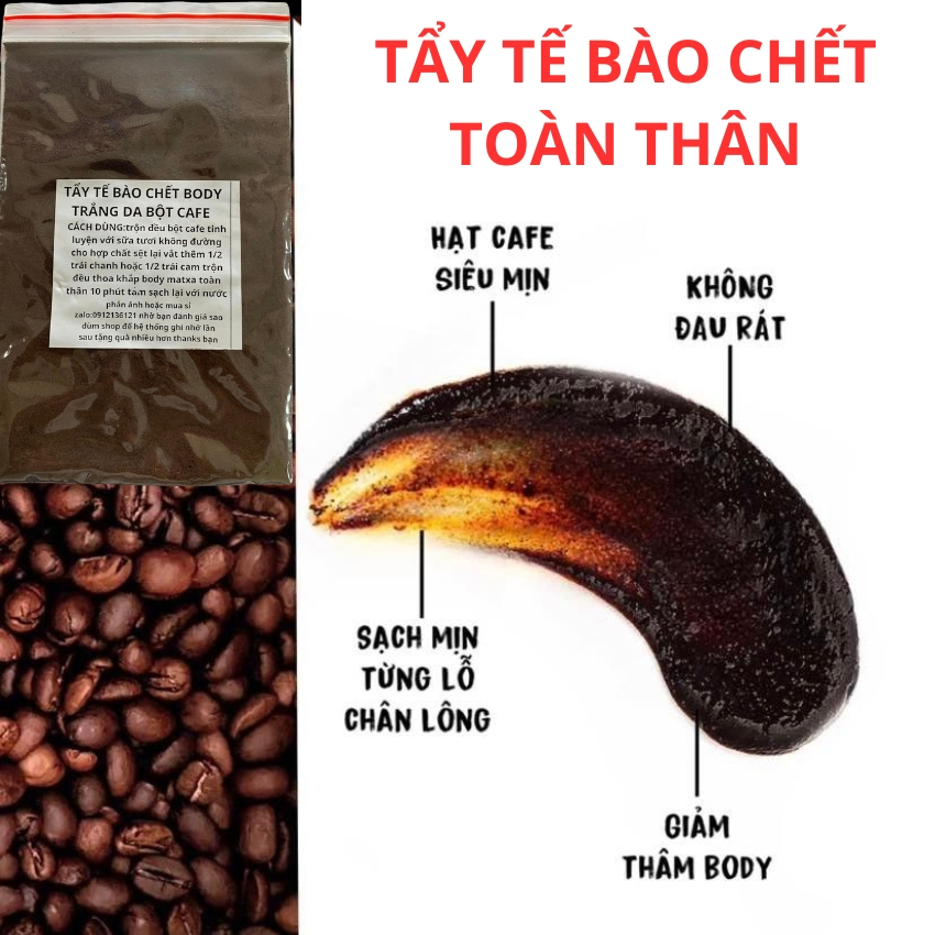 Tẩy tế bào chết body và mặt bột cafe sấy khô tách dầu làm trắng da và sạch da mềm mịn da chống nhăn và lão hóa