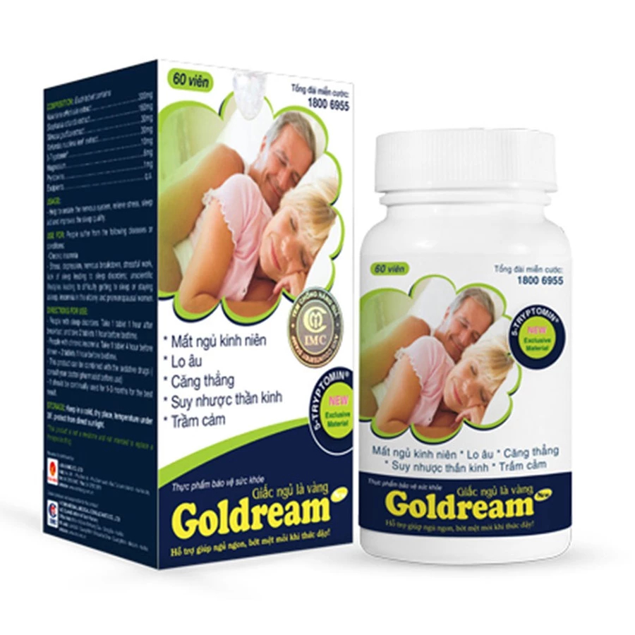 Goldream - Hỗ Trợ Ngủ Ngon, Bớt Mệt Mỏi Khi Thức Dậy (Hộp 60 Viên)