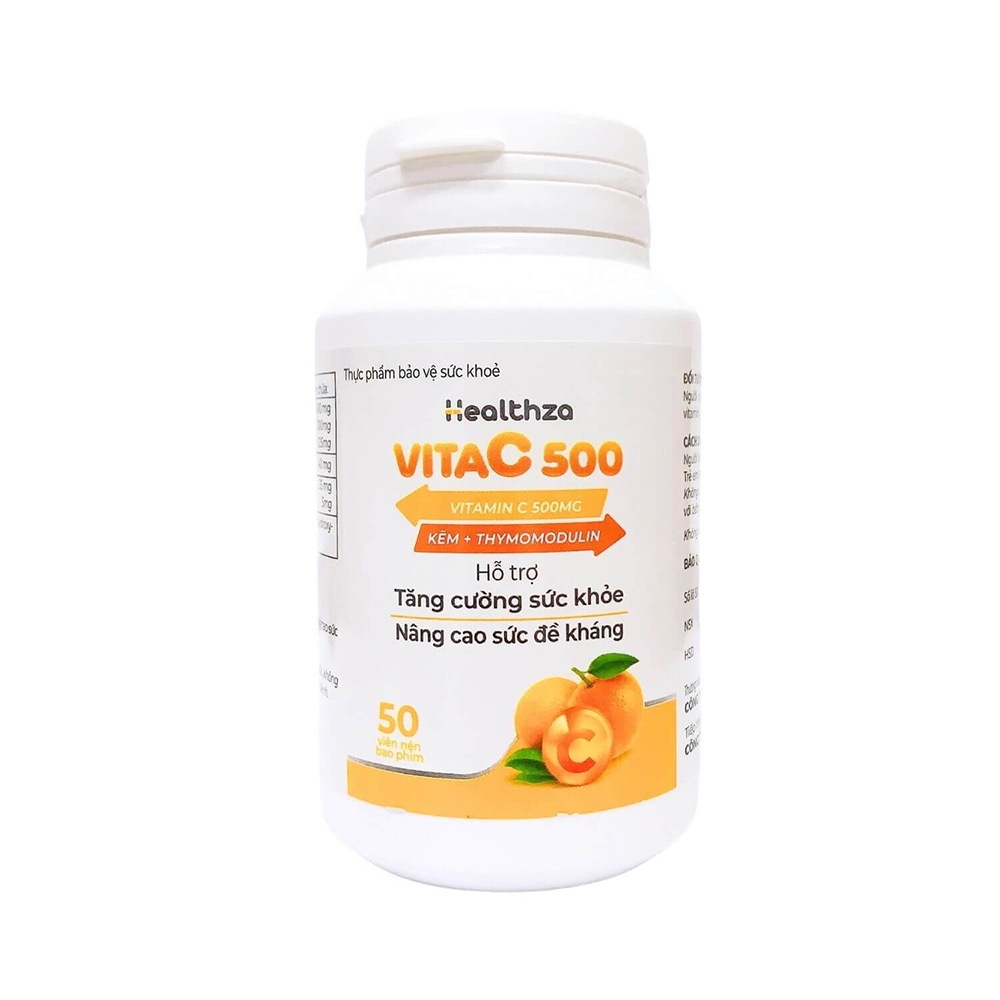Healthza VitaC 500 - Hỗ Trợ Tăng Cường Sức Khỏe, Nâng Cao Sức Đề Kháng (Hộp 50 Viên)