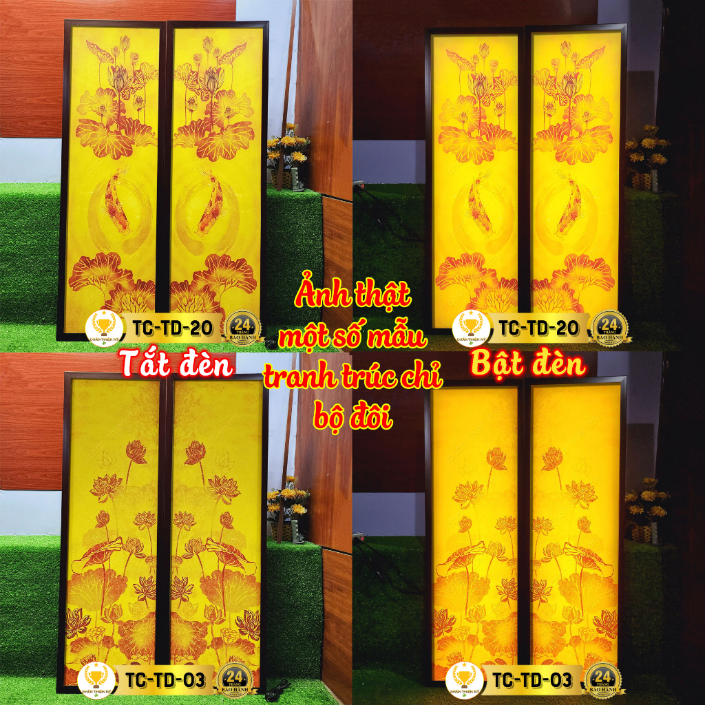 Đèn Hào Quang Phật In Tranh Trúc Chỉ Đôi CHÂN THIỆN MỸ, Trang Trí Bàn Thờ Phật, Bàn Thờ Gia Tiên CTC-TD-07
