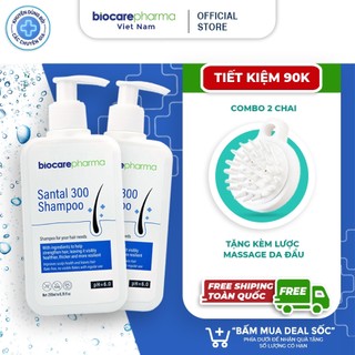  Dầu Gội Dược liệu BIO CARE PHARMA giảm gàu , nấm ngứa da đầu Santal 300 Shampoo 200ml