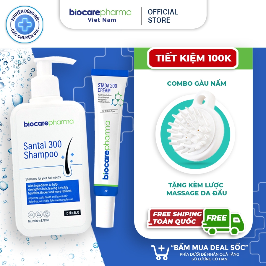 Combo kem và dầu gội hỗ trợ gàu nấm | Biocarepharma.