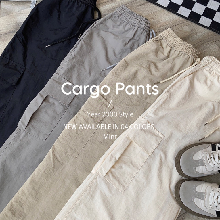 Cargo Pants Siêu Phẩm Quần Dù Túi Hộp Dây Rút Phong Cách Y2K
