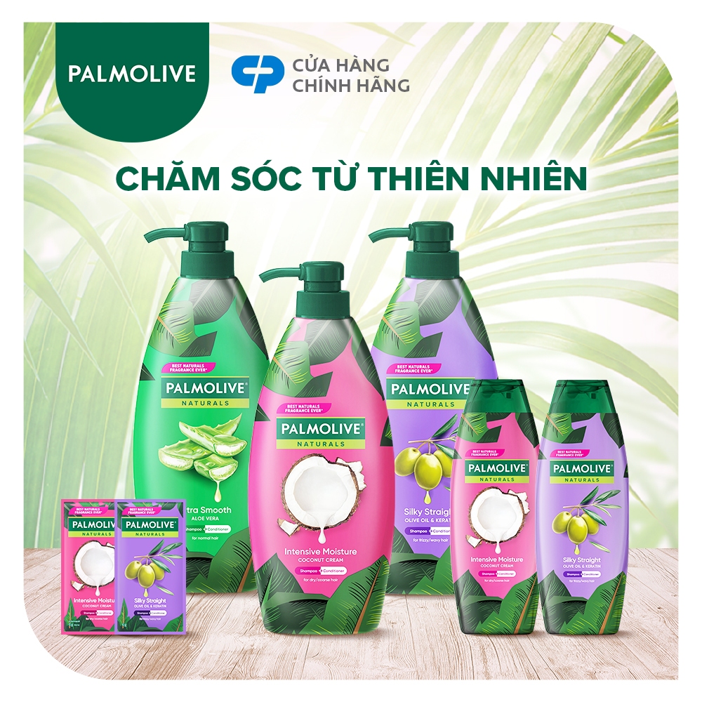 Bộ 2 Dầu gội Palmolive kèm xả 2 trong 1 chiết xuất Nha đam và Keratin kết hợp quả ô liu 600ml