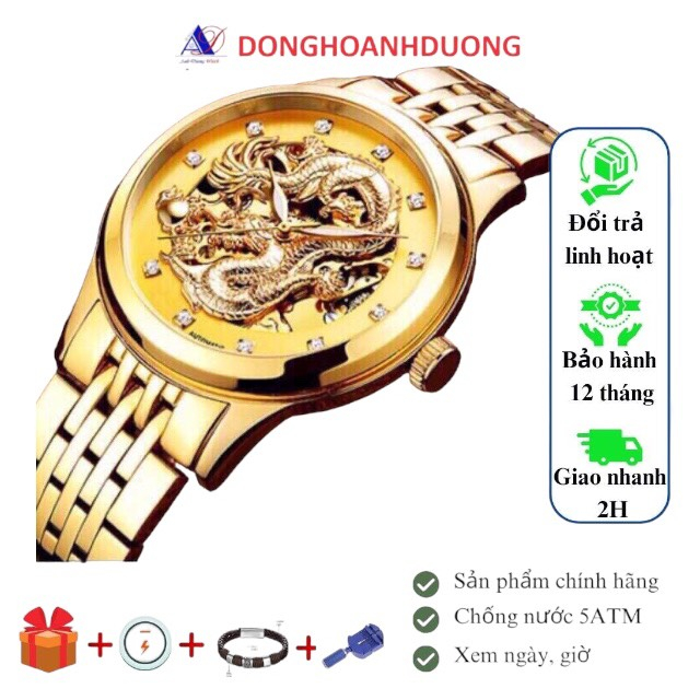 Đồng hồ Nam Tevise 9006 dây thép, chạy 3 kim-Tặng Hộp, Vòng Tay phòng thủy
