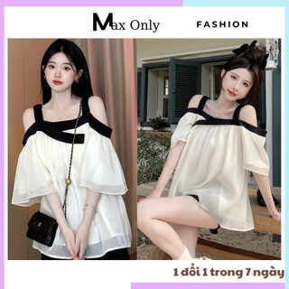 Set bộ quần áo tiểu thư nữ gồm Áo 2 Dây Trễ Vai Chất Liệu Voan Tơ + Quần Tafta Phồng đẹp