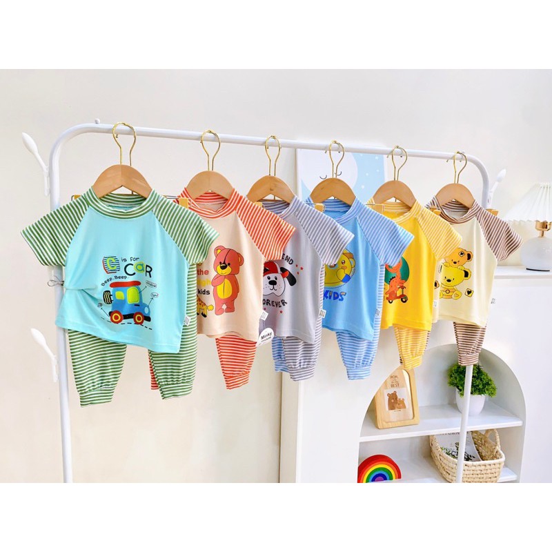 Bộ thun lạnh tay ngắn quần dài cho bé trai bé gái L11