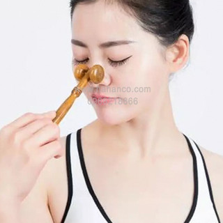Cây lăn massage mặt mũi thư dãn da mặt bằng gỗ thơm - Key_Chain