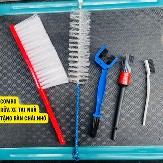 COMBO Bộ Dụng Cụ Rửa Xe Tại Nhà (Cọ Bút, Cọ Râu, Bàn Chải Sên, Bàn Chải Cước, Bàn Chải Nhỏ)