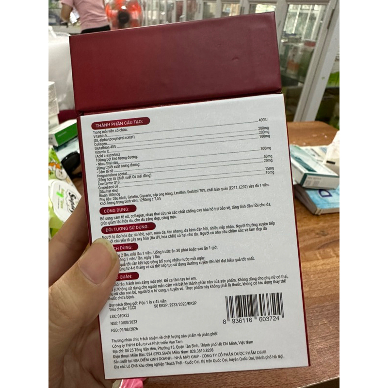 Viên uống sáng hồng da co co hộp 45 viên