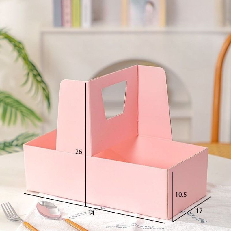 Túi Giấy 2 Ngăn Đựng Hoa và Bánh màu pastel loại lớn
