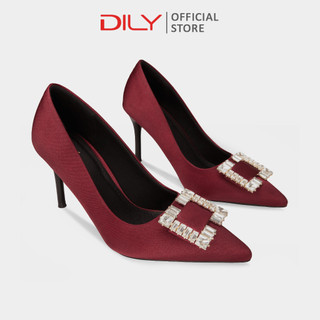 Giày cao gót nữ DILY công sở quai ngang khoá đính kim loại sang trọng, giày bít nữ mũi nhọn gót nhọn cao 8cm AA0442