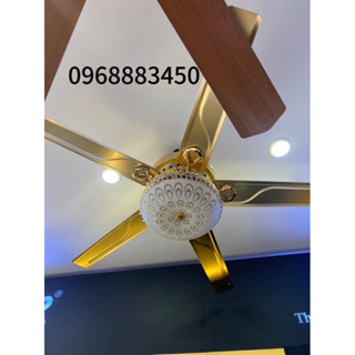 quạt trần 5 cánh thép có điều khiển từ xa, 6 cấp độ gió 3 chế độ ánh sáng