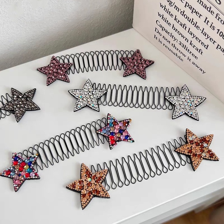 Lược Cài Tóc Hình " Ngôi Sao " Đính Đá Trang Trí Phù Hợp Với Trẻ Em Và Người Lớn-Xược cài tóc