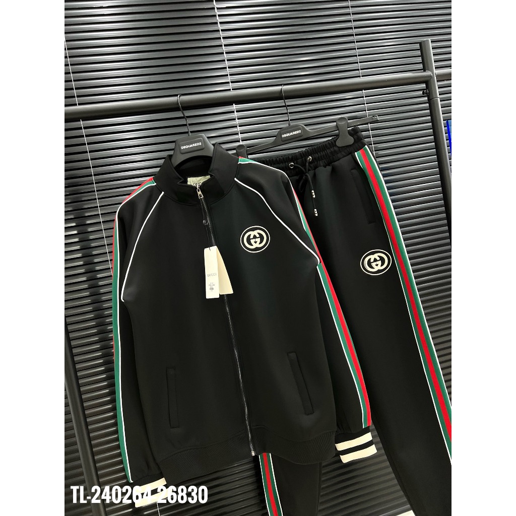 🔥Hot🔥Bộ nỉ Gucci sọc xanh đỏ phối bo thiết kế hot trend Nam nữ New 2023