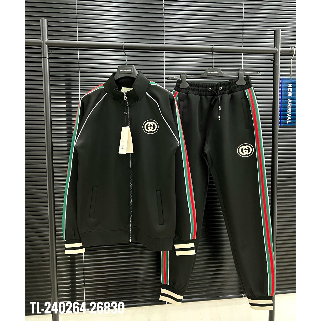 🔥Hot🔥Bộ nỉ Gucci sọc xanh đỏ phối bo thiết kế hot trend Nam nữ New 2023