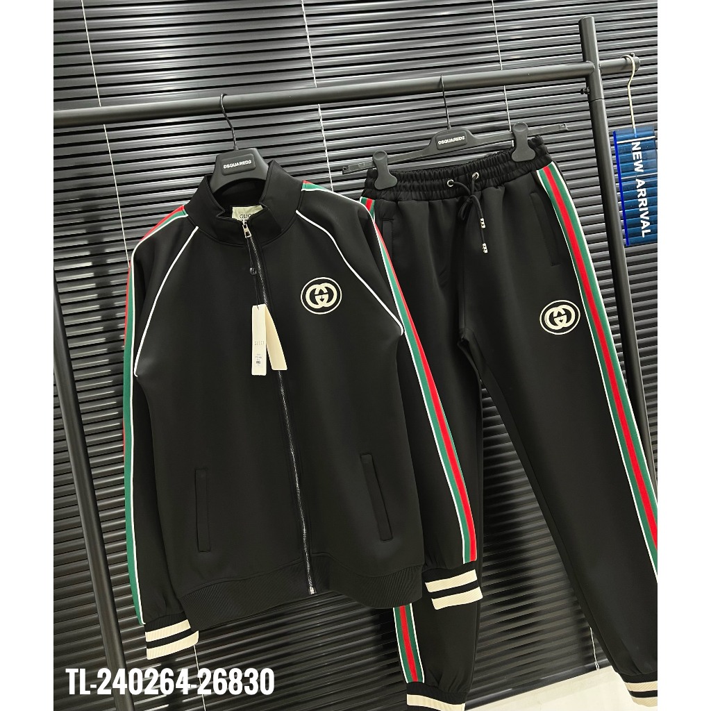 🔥Hot🔥Bộ nỉ Gucci sọc xanh đỏ phối bo thiết kế hot trend Nam nữ New 2023