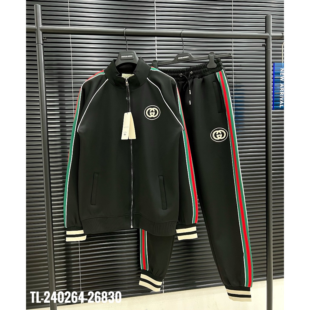 🔥Hot🔥Bộ nỉ Gucci sọc xanh đỏ phối bo thiết kế hot trend Nam nữ New 2023