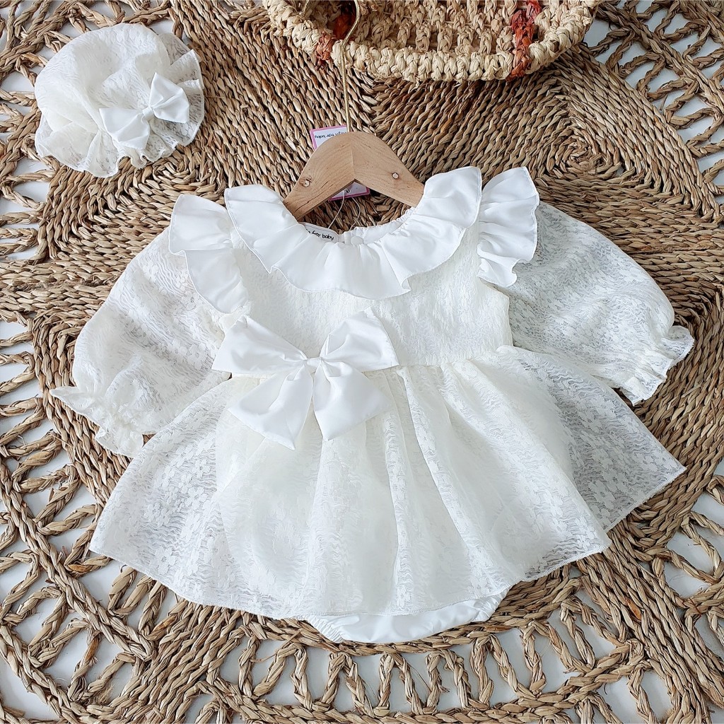 Body váy ren kem RIOKIDS cho bé gái sơ sinh, đầm công chúa thôi nôi, sinh nhật, đi chơi Lễ Tết BD139