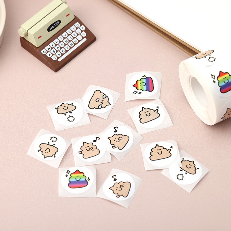 Cuộn 500 sticker Sh!t, nhãn dán cảm ơn, niêm phong, tem tròn tiết dễ thương