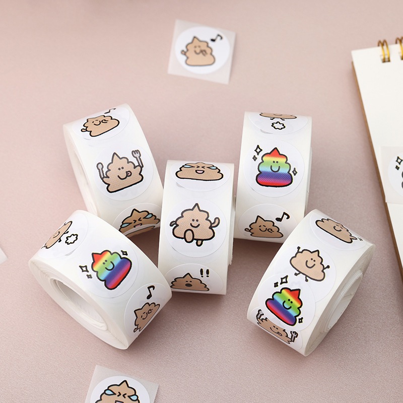 Cuộn 500 sticker Sh!t, nhãn dán cảm ơn, niêm phong, tem tròn tiết dễ thương