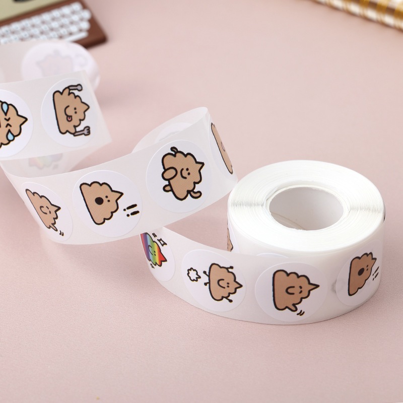 Cuộn 500 sticker Sh!t, nhãn dán cảm ơn, niêm phong, tem tròn tiết dễ thương