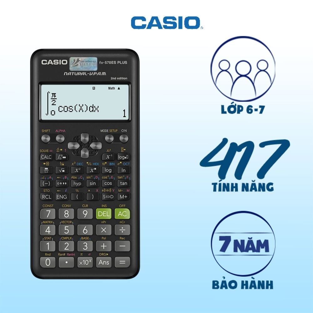 Máy tính Casio FX 570ES PLUS NEW - Chính hãng hãng dành cho học sinh sinh viên - Bảo hành 7 năm