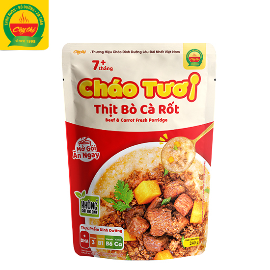 Cháo tươi Cây Thị Thịt bò cà rốt - Mở gói ăn ngay 240g