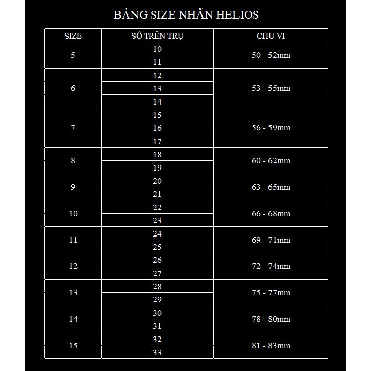 Thanh đo size nhẫn Helios Jewels