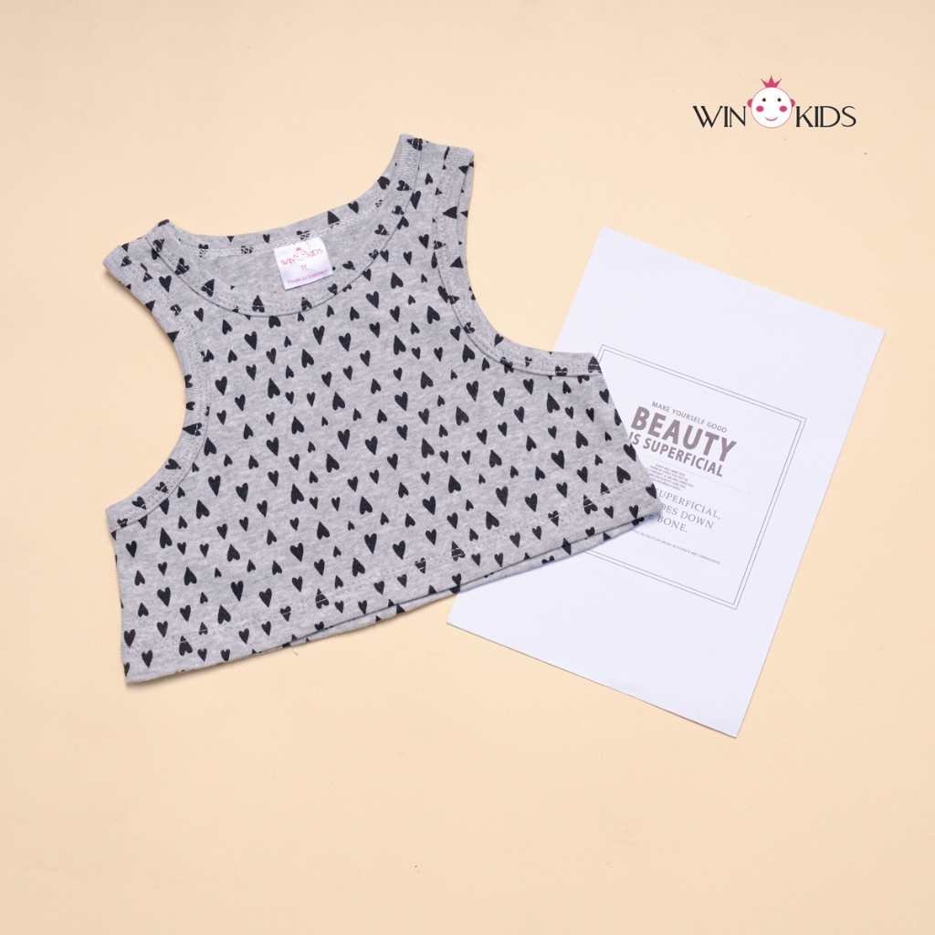 Áo croptop sát nách bé gái ba lỗ ôm body thun cotton 10-40kg Thời trang trẻ em WINKIDS