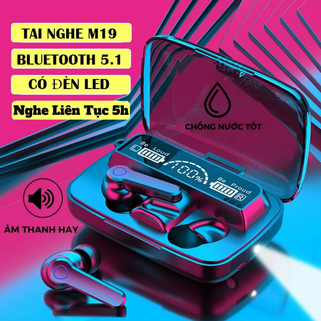 Tai Nghe Gaming M19 Bluetooth Không Dây Pin Trâu, Nút Cảm Ứng, Màn Hình Led Gaming nguyenhieuvan675126