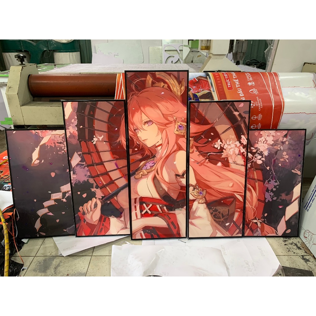 Tranh League Of Legends Dán Tường Set 5 Tấm CEANPIC Chất Liệu Nhựa Formex dày 5mm Tráng Gương - Nhân Vật Jinx