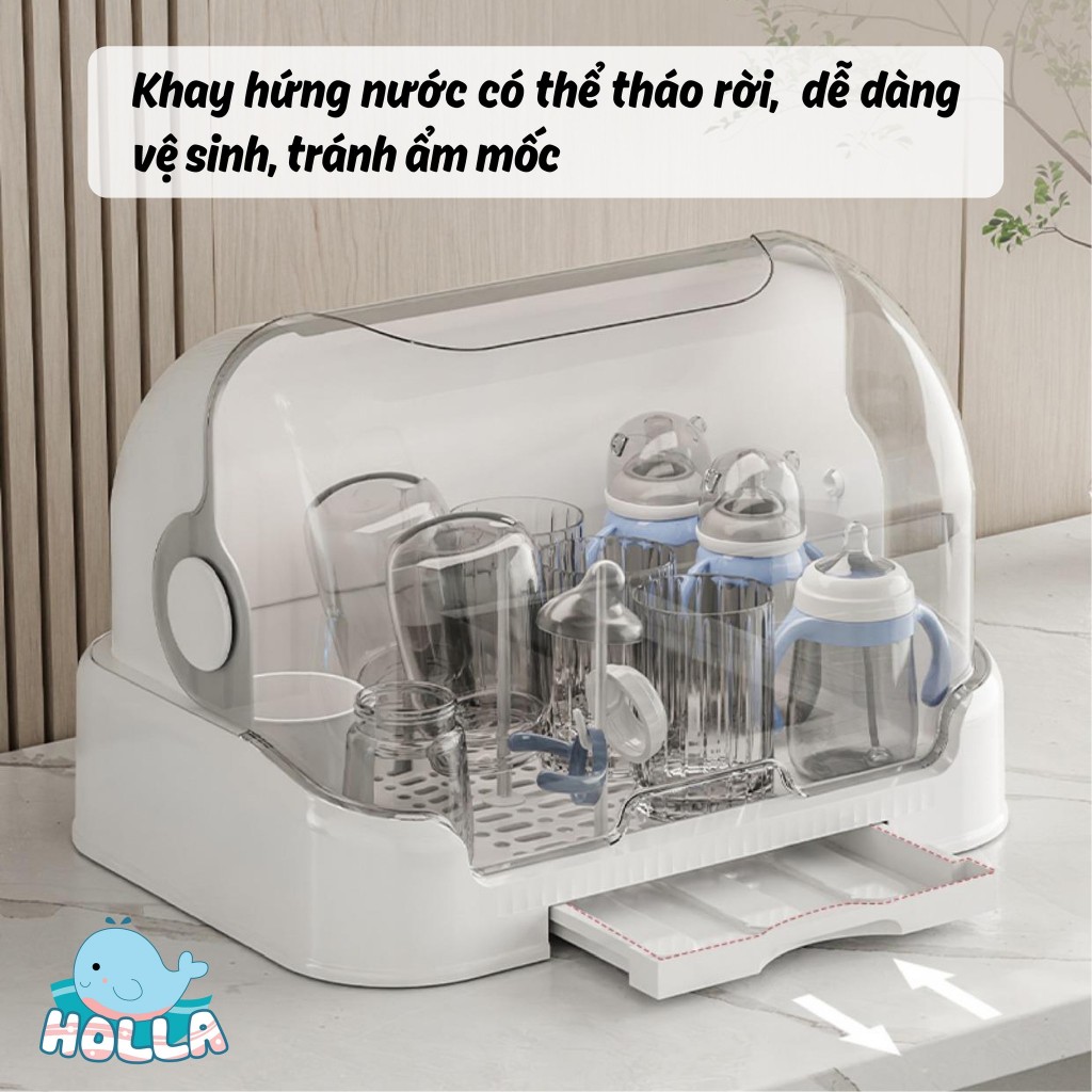 Khay úp bình sữa cho bé có nắp đậy Jupin - Vuông - Gấu / Finley 0030 / Úp Finley Tiệt Trùng UV FL-0076 / Holla 15216