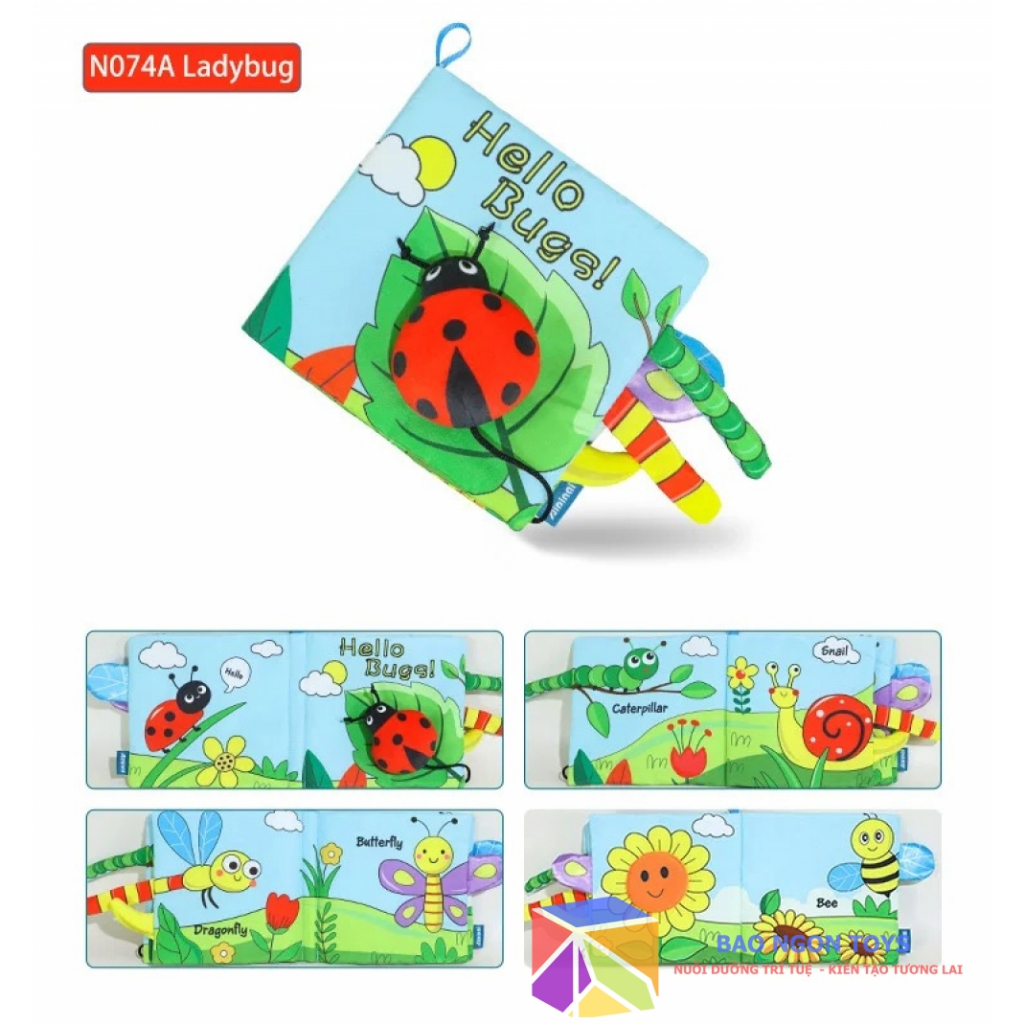 Đồ chơi kỹ năng sách vải động vật dễ thương cho bé sơ sinh giúp Phát Triển Thị Giác,Ngôn Ngữ, Kỹ Năng BAO NGON TOYS SV83