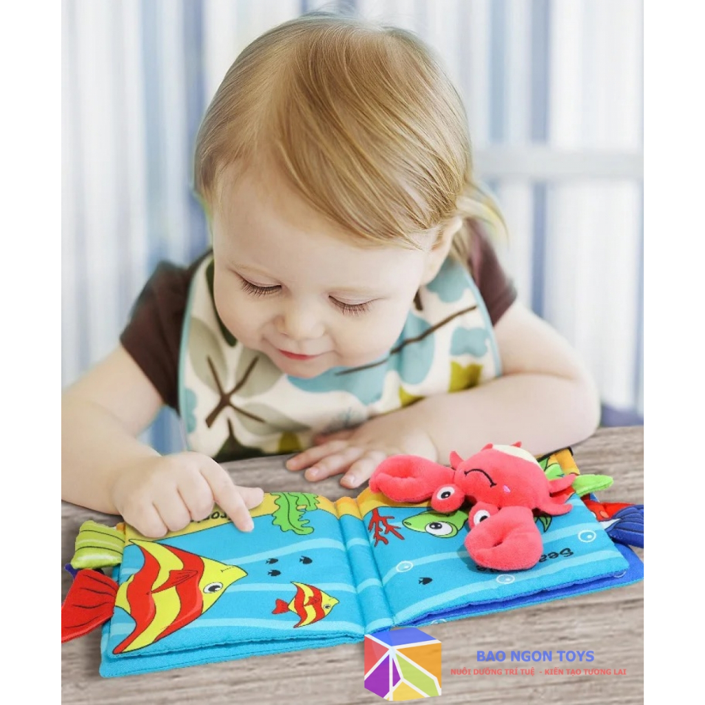 Đồ chơi kỹ năng sách vải động vật dễ thương cho bé sơ sinh giúp Phát Triển Thị Giác,Ngôn Ngữ, Kỹ Năng BAO NGON TOYS SV83