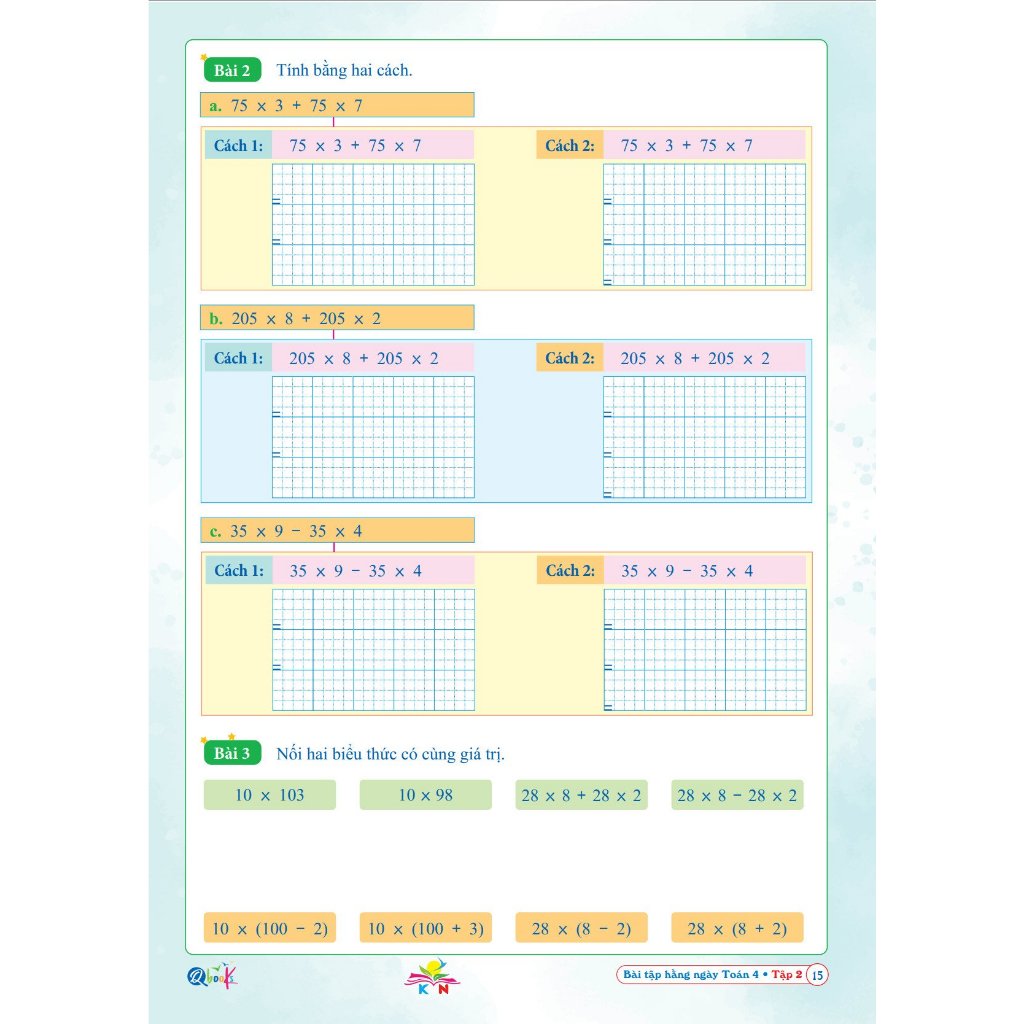 Sách - Combo 2 cuốn Bài tập Hàng Ngày Môn Toán, Tiếng Việt Lớp 4 - Tập 2 - Kết Nối Tri Thức Với Cuộc Sống - QK 426