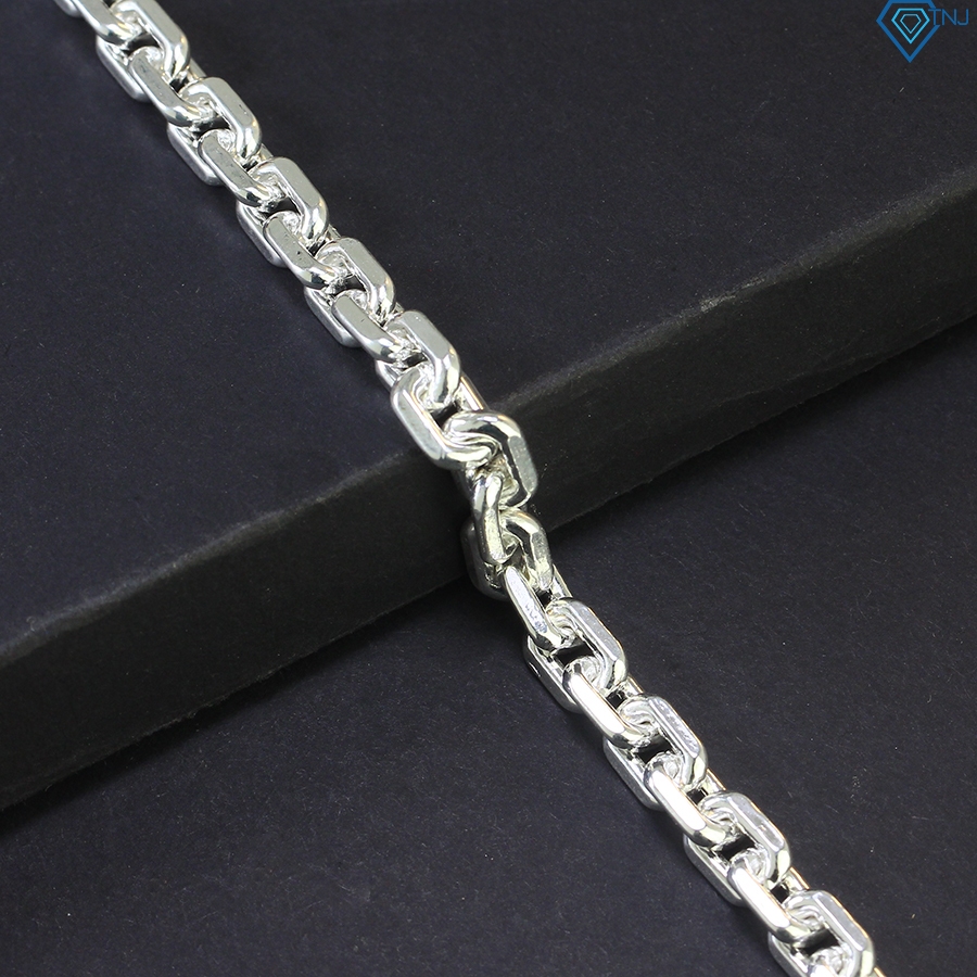 Vòng tay mắt xích vuông cho nam bằng bạc thật cá tính LTA0036 - Trang Sức TNJ