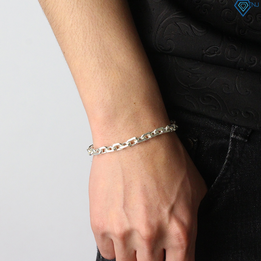 Vòng tay mắt xích vuông cho nam bằng bạc thật cá tính LTA0036 - Trang Sức TNJ