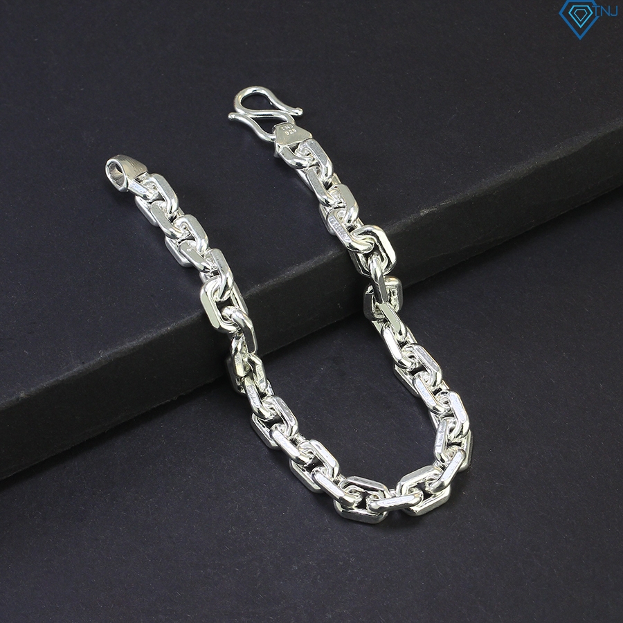 Vòng tay mắt xích vuông cho nam bằng bạc thật cá tính LTA0036 - Trang Sức TNJ
