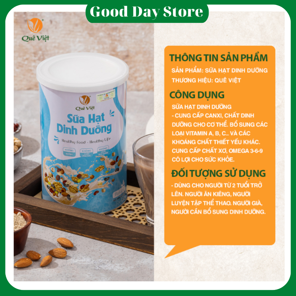 Sữa hạt dinh dưỡng Quê Việt bổ sung dưỡng chất, Hỗ trợ giảm cân,tăng cân hiệu quả