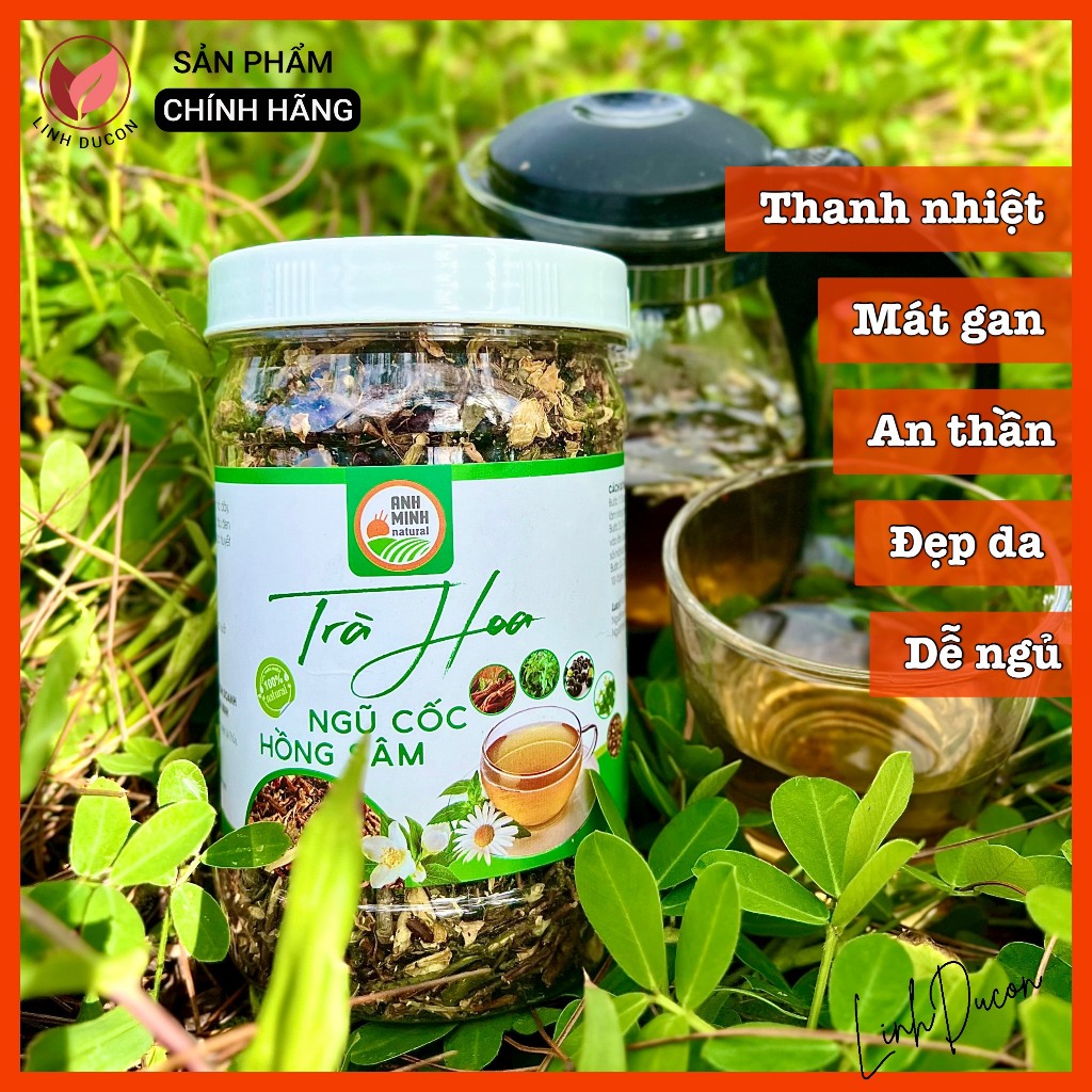 Trà Thảo Mộc Hồng Sâm giảm cân, ngủ ngon, mát gan| Trà hoa nhài, đậu đỏ, gạo lứt đậu đen, lá sen lạc tiên | Linhducon
