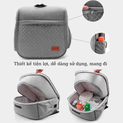 Nôi ngủ gấp gọn cho bé, Nôi ngủ chung di động có màn cho trẻ, Giường nôi êm ái thoáng mát, balo xách tay