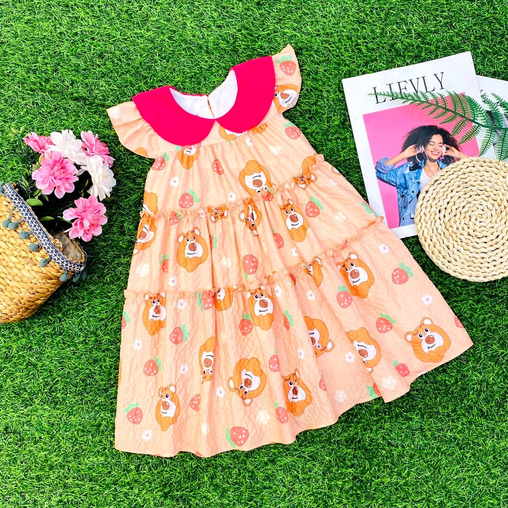 Váy bé gái kiểu dáng xốp bèo gấu F61 - Likekids
