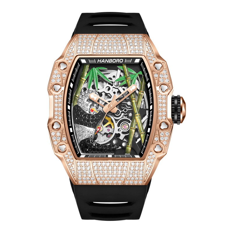 Đồng Hồ Nam Hanboro 926 PANDA - Dây Silicone, Size 41x50mm